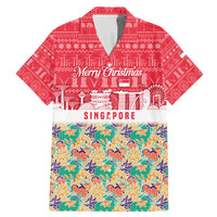 Singapore Christmas Family Matching Mermaid Dress and Hawaiian Shirt with Skyline Batik Patterns Landmark Silhouettes and Festive Design - Wonder Print Shop