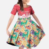 Singapore Christmas Family Matching Off Shoulder Maxi Dress and Hawaiian Shirt with Skyline Batik Patterns Landmark Silhouettes and Festive Design - Wonder Print Shop