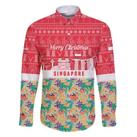 Singapore Christmas Family Matching Puletasi and Hawaiian Shirt with Skyline Batik Patterns Landmark Silhouettes and Festive Design - Wonder Print Shop