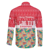 Singapore Christmas Family Matching Short Sleeve Bodycon Dress and Hawaiian Shirt with Skyline Batik Patterns Landmark Silhouettes and Festive Design - Wonder Print Shop