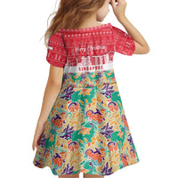 Singapore Christmas Family Matching Tank Maxi Dress and Hawaiian Shirt with Skyline Batik Patterns Landmark Silhouettes and Festive Design - Wonder Print Shop
