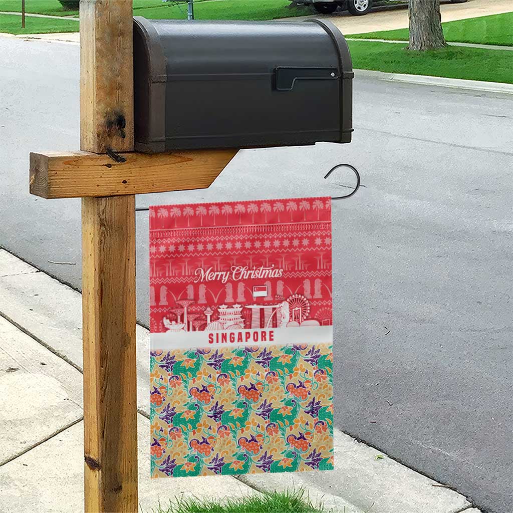 Singapore Christmas Garden Flag with Skyline Batik Patterns Landmark Silhouettes and Festive Design - Wonder Print Shop