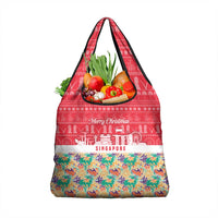 Singapore Christmas Grocery Bag with Skyline Batik Patterns Landmark Silhouettes and Festive Design - Wonder Print Shop