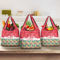 Singapore Christmas Grocery Bag with Skyline Batik Patterns Landmark Silhouettes and Festive Design - Wonder Print Shop