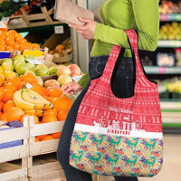 Singapore Christmas Grocery Bag with Skyline Batik Patterns Landmark Silhouettes and Festive Design - Wonder Print Shop
