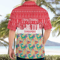 Singapore Christmas Hawaiian Shirt with Skyline Batik Patterns Landmark Silhouettes and Festive Design - Wonder Print Shop
