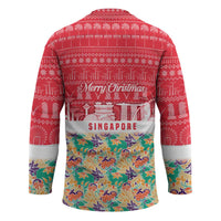Singapore Christmas Hockey Jersey with Skyline Batik Patterns Landmark Silhouettes and Festive Design - Wonder Print Shop