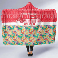 Singapore Christmas Hooded Blanket with Skyline Batik Patterns Landmark Silhouettes and Festive Design - Wonder Print Shop