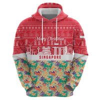 Singapore Christmas Hoodie with Skyline Batik Patterns Landmark Silhouettes and Festive Design - Wonder Print Shop