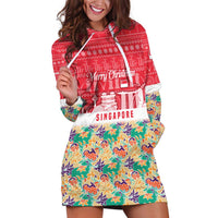 Singapore Christmas Hoodie Dress with Skyline Batik Patterns Landmark Silhouettes and Festive Design - Wonder Print Shop