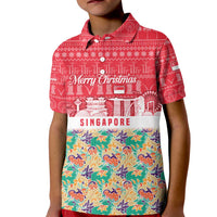 Singapore Christmas Kid Polo Shirt with Skyline Batik Patterns Landmark Silhouettes and Festive Design - Wonder Print Shop