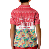 Singapore Christmas Kid Polo Shirt with Skyline Batik Patterns Landmark Silhouettes and Festive Design - Wonder Print Shop
