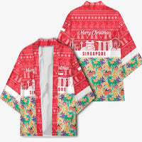Singapore Christmas Kimono with Skyline Batik Patterns Landmark Silhouettes and Festive Design - Wonder Print Shop