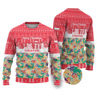Singapore Christmas Ugly Christmas Sweater with Skyline Batik Patterns Landmark Silhouettes and Festive Design - Wonder Print Shop