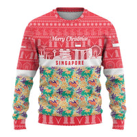 Singapore Christmas Ugly Christmas Sweater with Skyline Batik Patterns Landmark Silhouettes and Festive Design - Wonder Print Shop