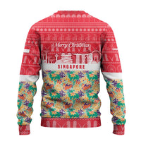 Singapore Christmas Ugly Christmas Sweater with Skyline Batik Patterns Landmark Silhouettes and Festive Design - Wonder Print Shop