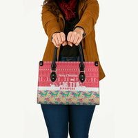 Singapore Christmas Leather Bag with Skyline Batik Patterns Landmark Silhouettes and Festive Design - Wonder Print Shop