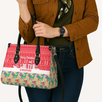 Singapore Christmas Leather Bag with Skyline Batik Patterns Landmark Silhouettes and Festive Design - Wonder Print Shop