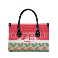 Singapore Christmas Leather Bag with Skyline Batik Patterns Landmark Silhouettes and Festive Design - Wonder Print Shop