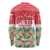 Singapore Christmas Long Sleeve Shirt with Skyline Batik Patterns Landmark Silhouettes and Festive Design - Wonder Print Shop
