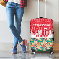 Singapore Christmas Luggage Cover with Skyline Batik Patterns Landmark Silhouettes and Festive Design - Wonder Print Shop