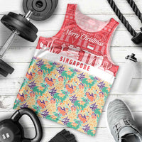 Singapore Christmas Men Tank Top with Skyline Batik Patterns Landmark Silhouettes and Festive Design - Wonder Print Shop