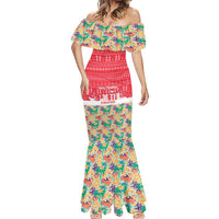 Singapore Christmas Mermaid Dress with Skyline Batik Patterns Landmark Silhouettes and Festive Design - Wonder Print Shop