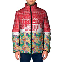 Singapore Christmas Padded Jacket with Skyline Batik Patterns Landmark Silhouettes and Festive Design - Wonder Print Shop