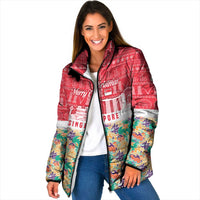 Singapore Christmas Padded Jacket with Skyline Batik Patterns Landmark Silhouettes and Festive Design - Wonder Print Shop