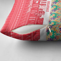 Singapore Christmas Pillow Cover with Skyline Batik Patterns Landmark Silhouettes and Festive Design - Wonder Print Shop