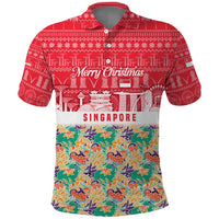Singapore Christmas Polo Shirt with Skyline Batik Patterns Landmark Silhouettes and Festive Design - Wonder Print Shop