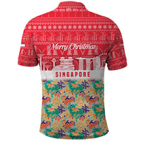 Singapore Christmas Polo Shirt with Skyline Batik Patterns Landmark Silhouettes and Festive Design - Wonder Print Shop