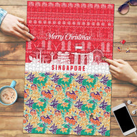 Singapore Christmas Puzzle with Skyline Batik Patterns Landmark Silhouettes and Festive Design - Wonder Print Shop