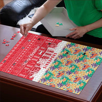 Singapore Christmas Puzzle with Skyline Batik Patterns Landmark Silhouettes and Festive Design - Wonder Print Shop
