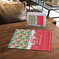 Singapore Christmas Puzzle with Skyline Batik Patterns Landmark Silhouettes and Festive Design - Wonder Print Shop