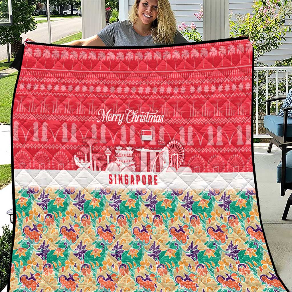 Singapore Christmas Quilt with Skyline Batik Patterns Landmark Silhouettes and Festive Design - Wonder Print Shop