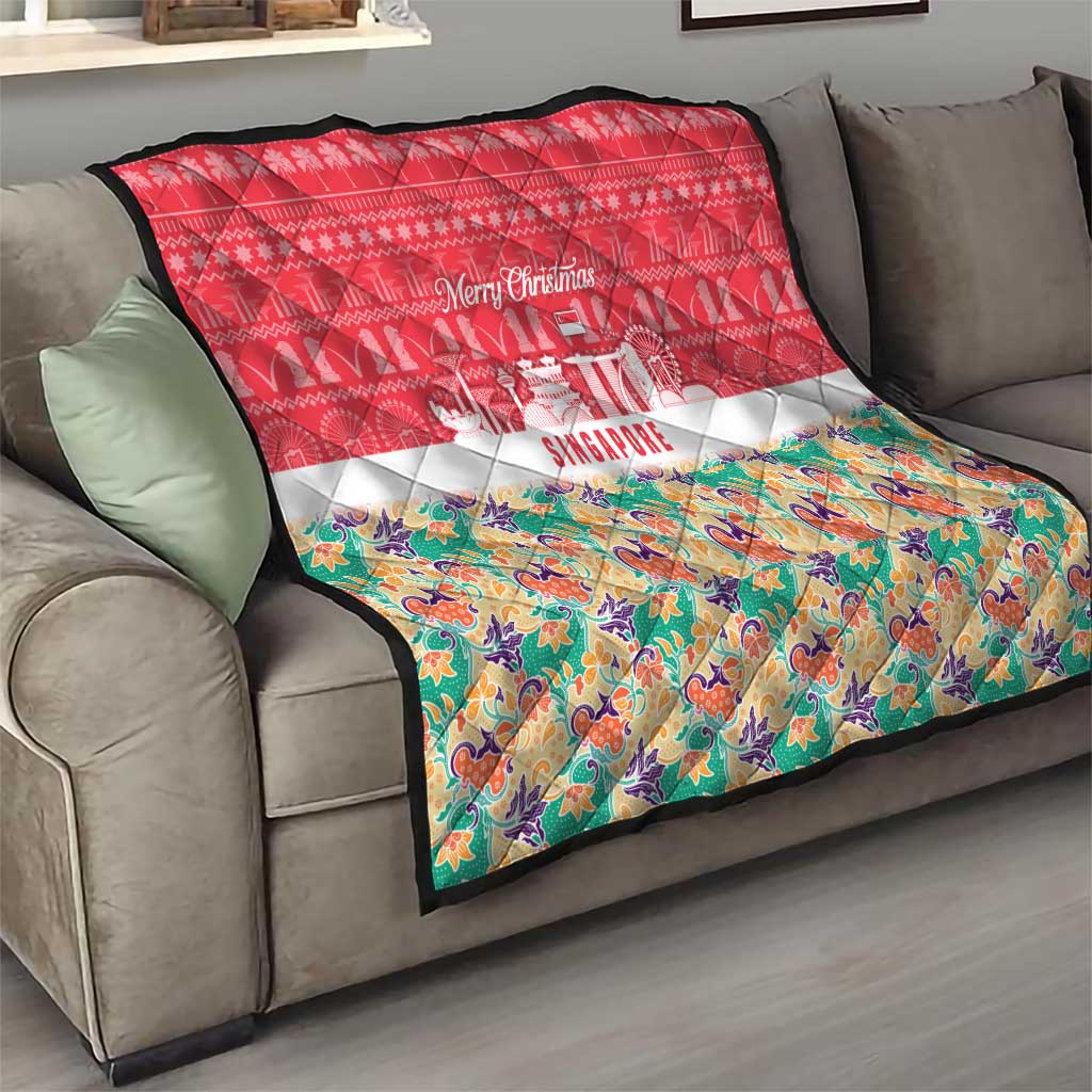 Singapore Christmas Quilt with Skyline Batik Patterns Landmark Silhouettes and Festive Design - Wonder Print Shop