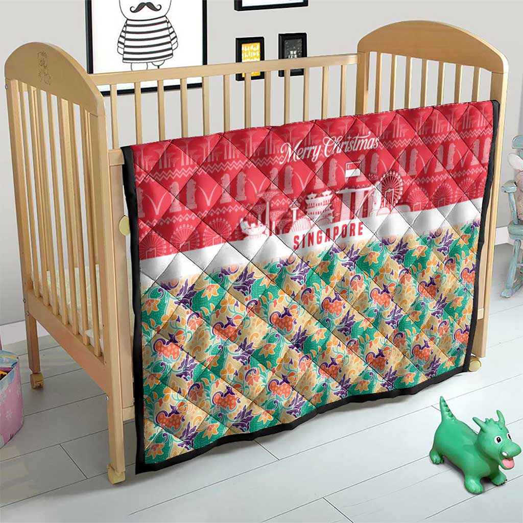 Singapore Christmas Quilt with Skyline Batik Patterns Landmark Silhouettes and Festive Design - Wonder Print Shop