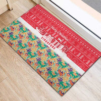 Singapore Christmas Rubber Doormat with Skyline Batik Patterns Landmark Silhouettes and Festive Design - Wonder Print Shop