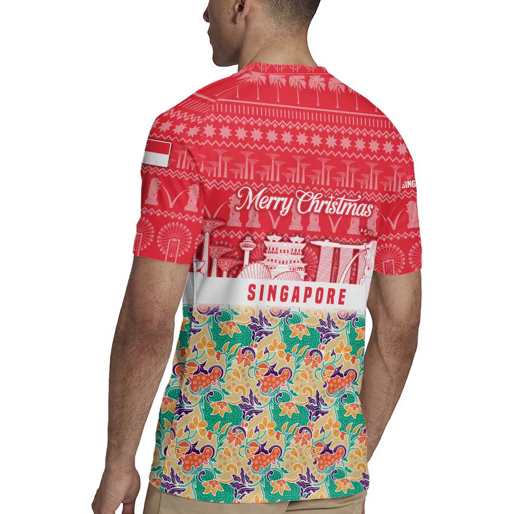 Singapore Christmas Rugby Jersey with Skyline Batik Patterns Landmark Silhouettes and Festive Design - Wonder Print Shop