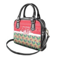 Singapore Christmas Shoulder Handbag with Skyline Batik Patterns Landmark Silhouettes and Festive Design - Wonder Print Shop