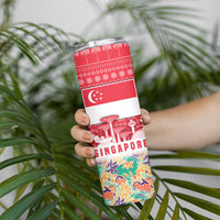 Singapore Christmas Skinny Tumbler with Skyline Batik Patterns Landmark Silhouettes and Festive Design - Wonder Print Shop
