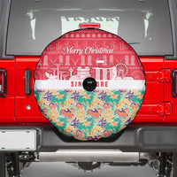 Singapore Christmas Spare Tire Cover with Skyline Batik Patterns Landmark Silhouettes and Festive Design - Wonder Print Shop