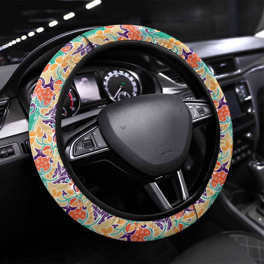 Singapore Christmas Steering Wheel Cover with Skyline Batik Patterns Landmark Silhouettes and Festive Design - Wonder Print Shop
