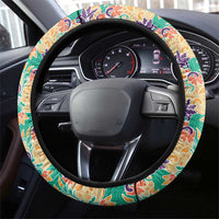 Singapore Christmas Steering Wheel Cover with Skyline Batik Patterns Landmark Silhouettes and Festive Design - Wonder Print Shop