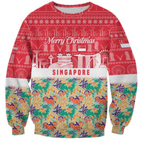 Singapore Christmas Sweatshirt with Skyline Batik Patterns Landmark Silhouettes and Festive Design - Wonder Print Shop