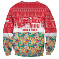 Singapore Christmas Sweatshirt with Skyline Batik Patterns Landmark Silhouettes and Festive Design - Wonder Print Shop