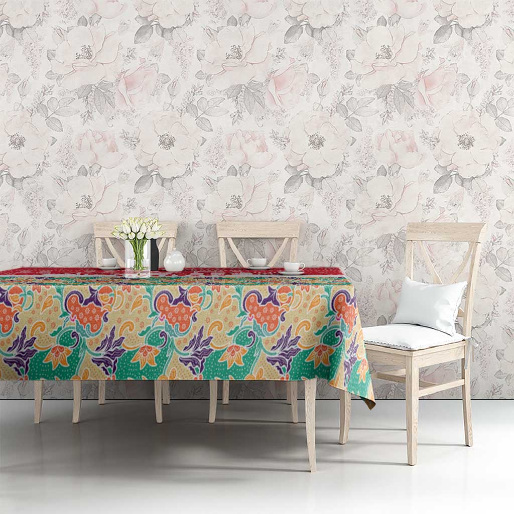 Singapore Christmas Tablecloth with Skyline Batik Patterns Landmark Silhouettes and Festive Design - Wonder Print Shop