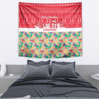 Singapore Christmas Tapestry with Skyline Batik Patterns Landmark Silhouettes and Festive Design - Wonder Print Shop