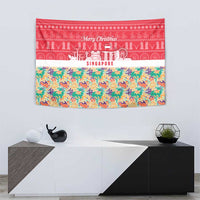 Singapore Christmas Tapestry with Skyline Batik Patterns Landmark Silhouettes and Festive Design - Wonder Print Shop